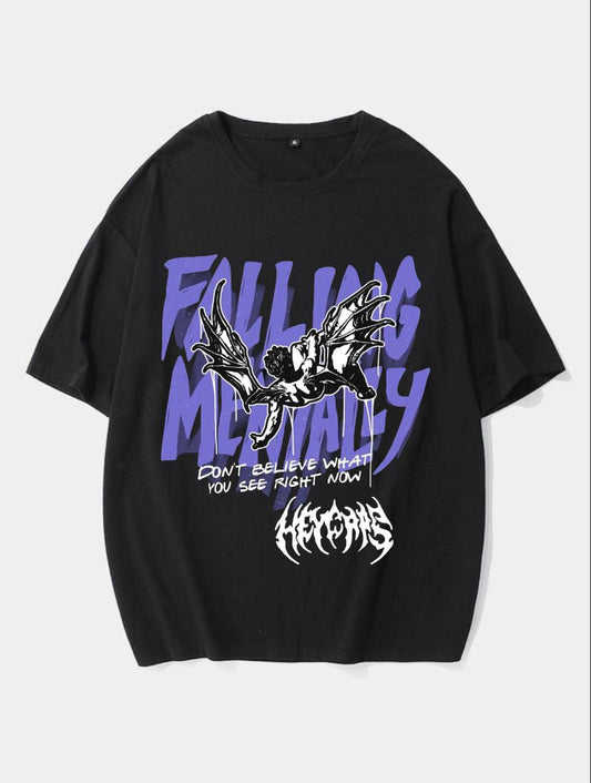 Black Oversized Printed T-Shirt