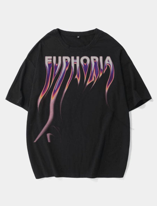 Black Printed Oversized T-Shirt